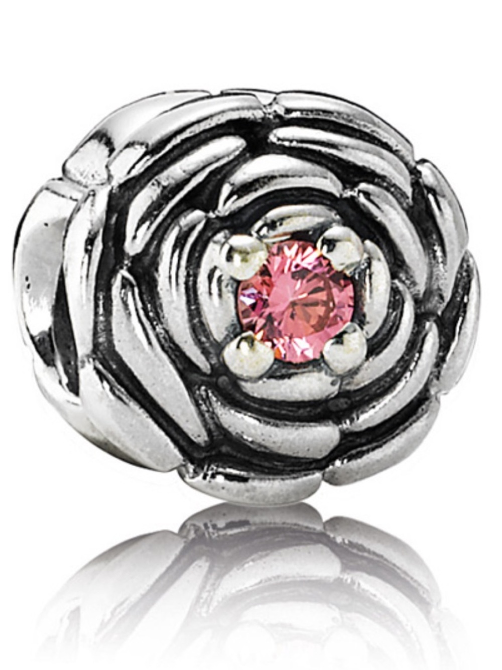 Pandora Blooming Rose Charm with Salmon CZ